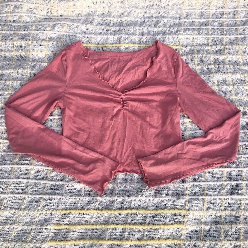 Pink Long Sleeve Crop Top